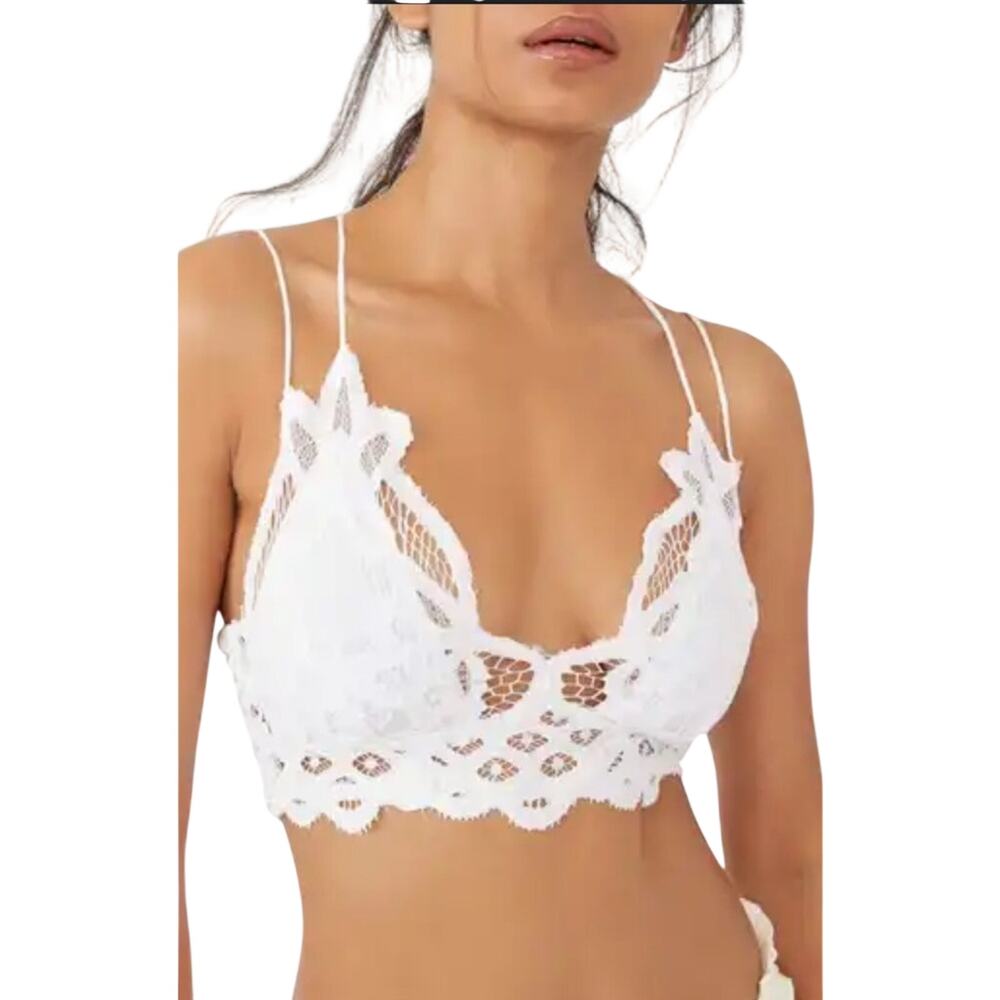 Free People FP $38 Adella Bralette Lace White NWT Size L - Picture 1 of 6